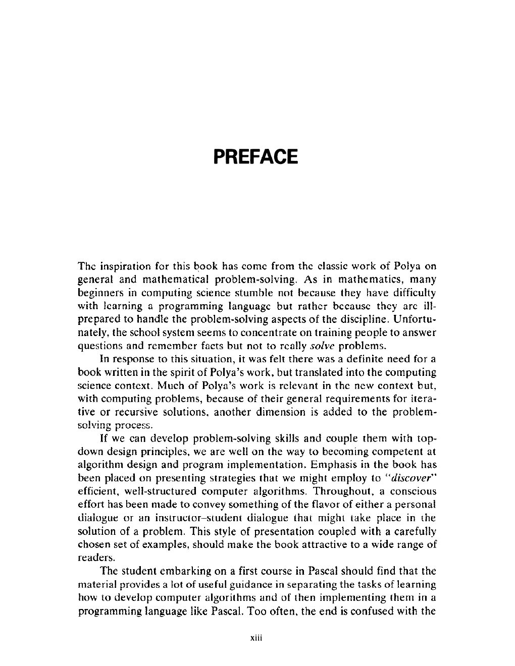 Preface page explaining the problem-solving purpose of the book