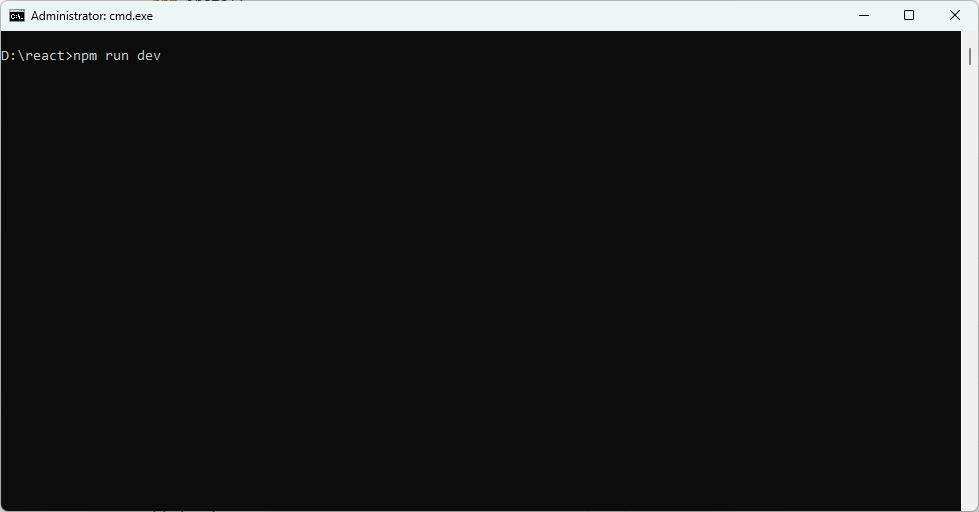 Command Prompt running npm run dev