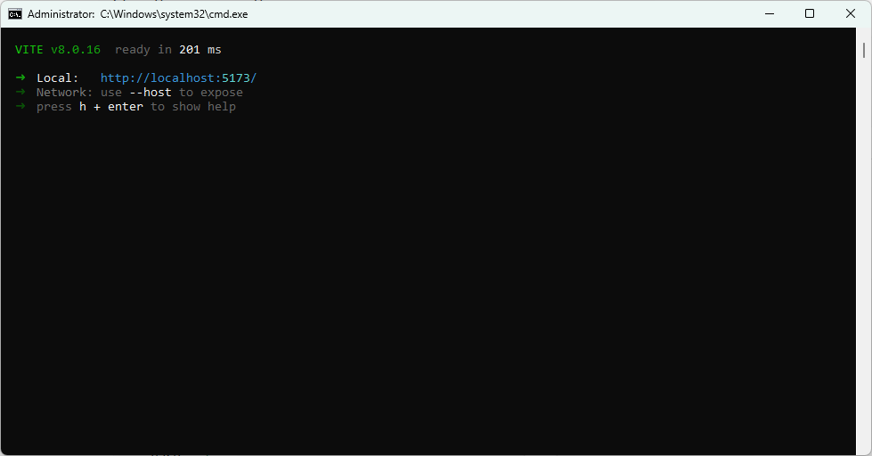 Vite development server running again